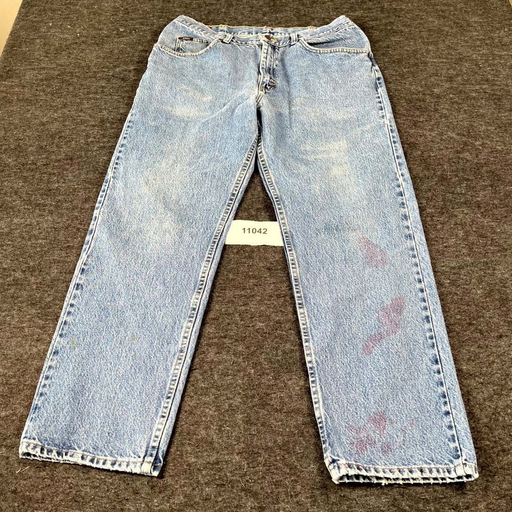 Y2K Lee Jeans Men 34x28 Blue Denim Double Stitch Grunge Skater Streetwear